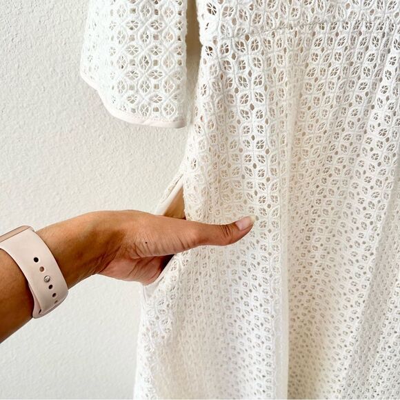 Needle & Thread Eyelet Knee Length Dress in Ivory Size 4 - Picture 5 of 9